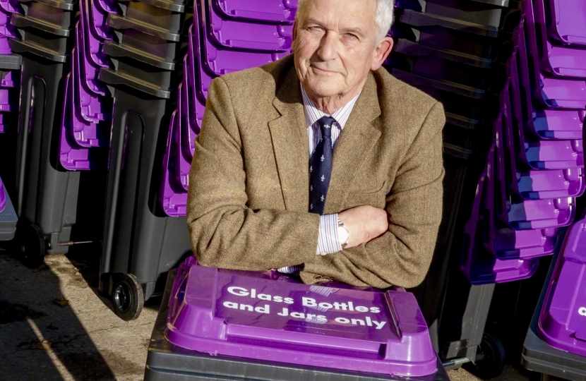 Glen Sanderson with the new glass recycling bins